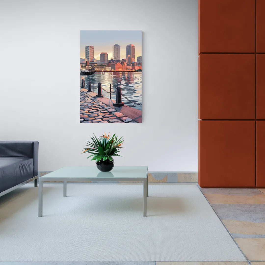 Boston Waterfront Serenity - Canvas Wall Art Living Room