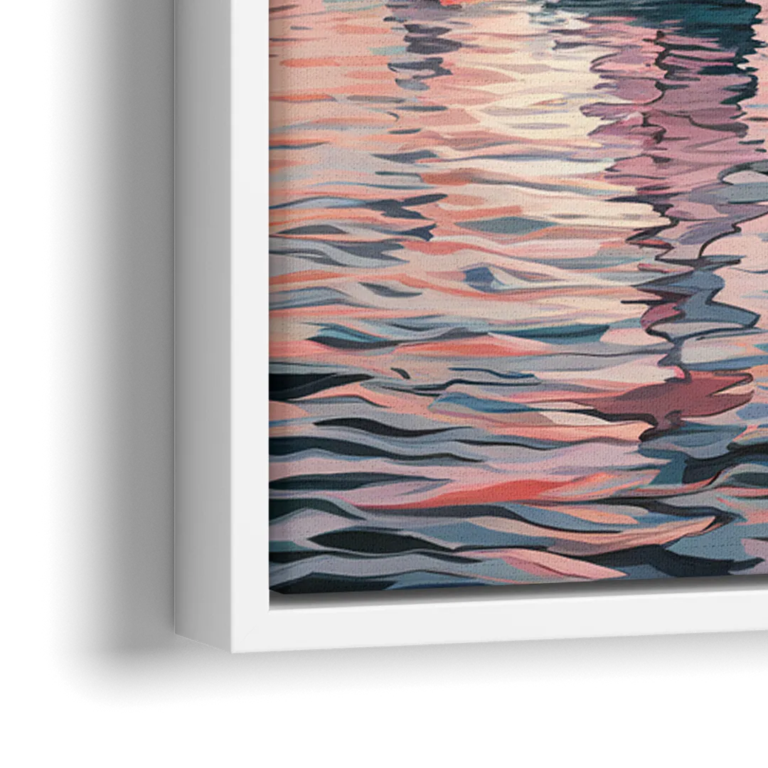 Camden Inner Harbor Sunset - Close-Up White Frame Canvas