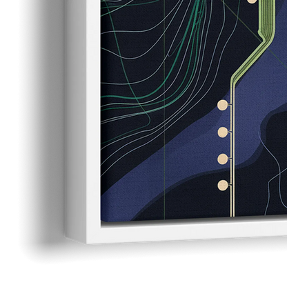 New York City Subway Map - Close-Up White Frame Canvas