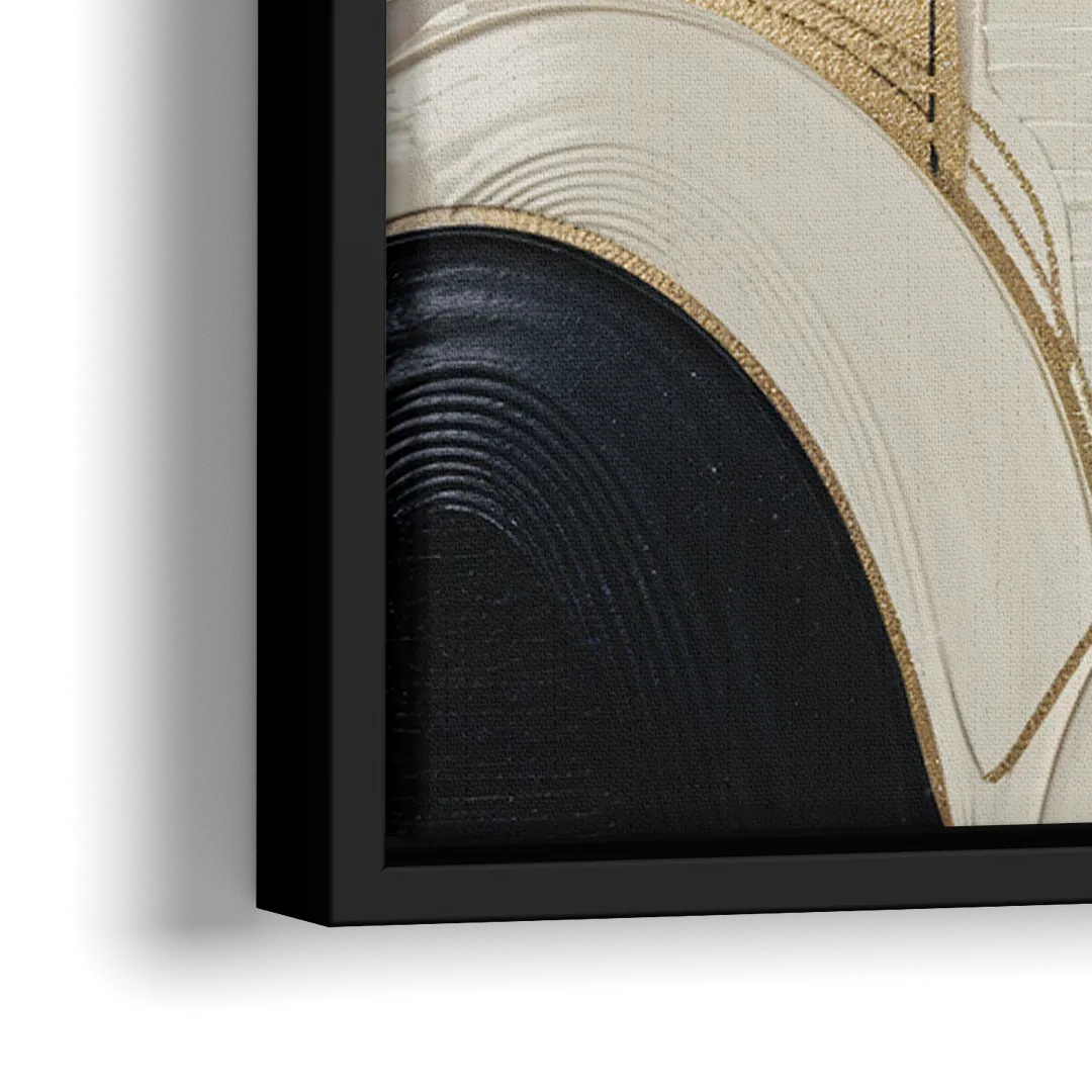 New York City Golden Glow Skyline - Close-Up Black Frame Canvas