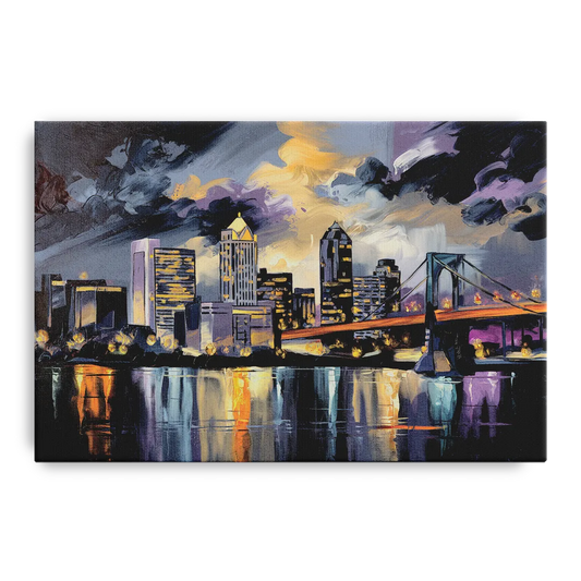 Toledo Nighttime Skyline - Canvas Wall Art