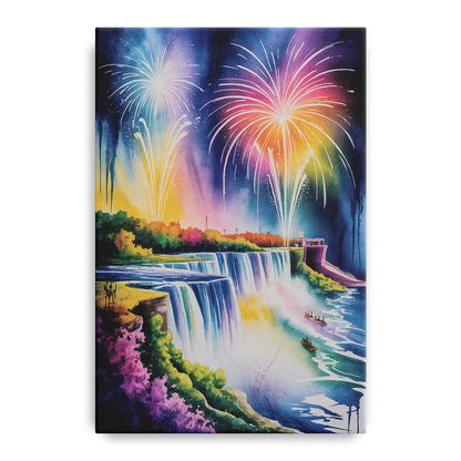 Niagara Falls Fireworks Show - Canvas Wall Art