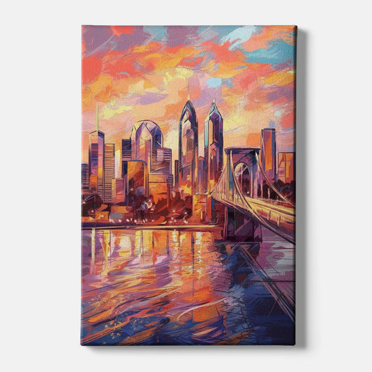 Philadelphia Skyline at Sunset - Canvas Wall Art