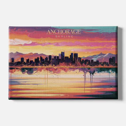 Anchorage Skyline Sunset - Canvas Wall Art