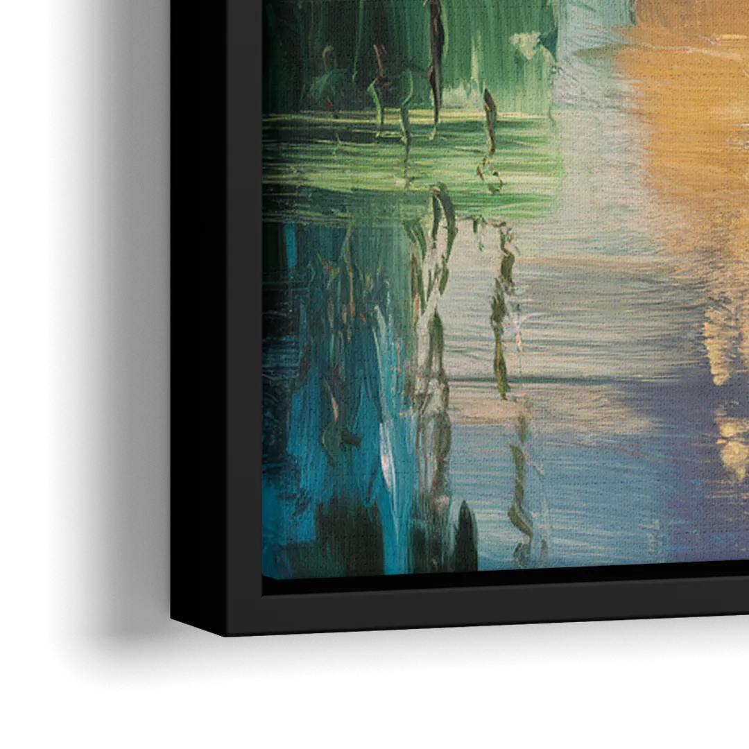 Austin Lady Bird Lake Scene - Close-Up Black Frame Canvas