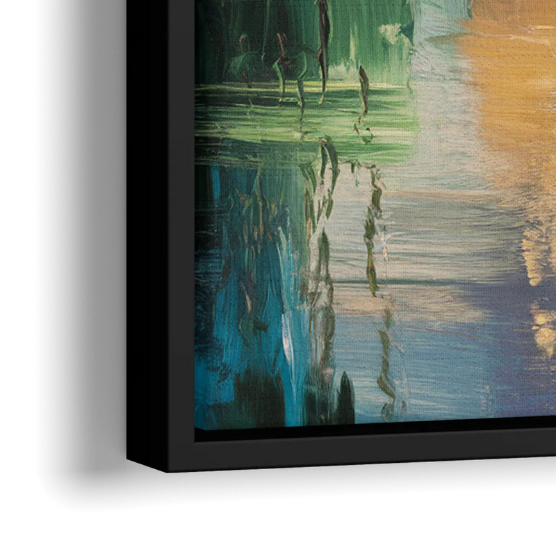 Austin Lady Bird Lake Scene - Close-Up Black Frame Canvas