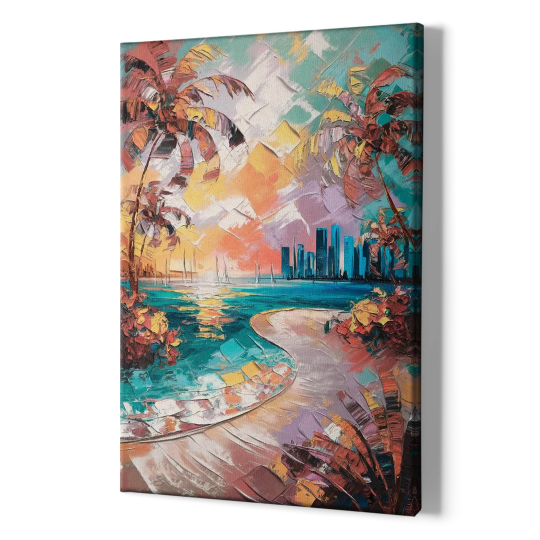 Miami Tropical Paradise - Canvas Print Art Sides
