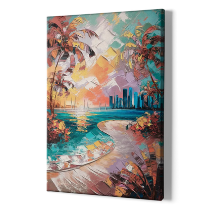 Miami Tropical Paradise - Canvas Print Art Sides
