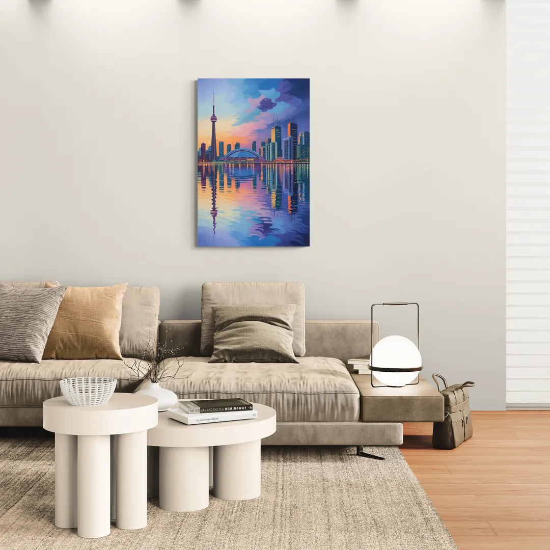 Toronto Skyline Evening Glow - Canvas Wall Art Living Room