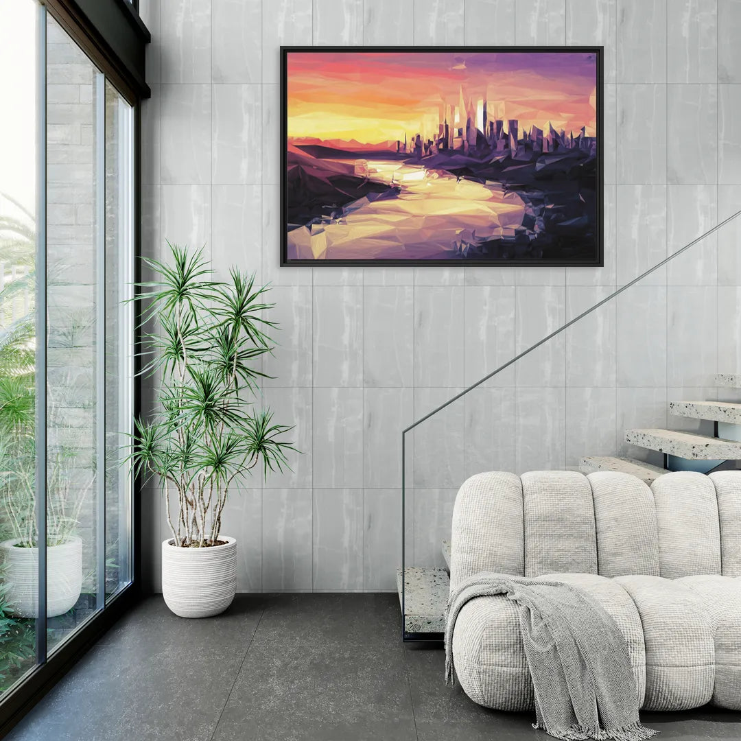 Boise Sunset Serenity - Living Room Black Frame Canvas