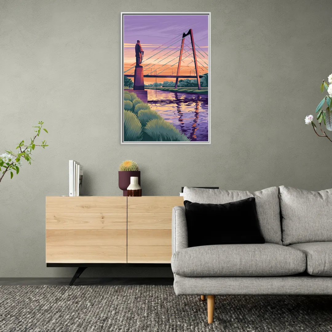 Wichita Riverfront Views - Living Room White Frame Canvas