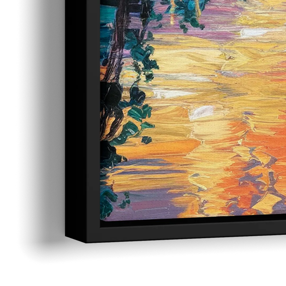 Augusta Sunset Over Skyline - Close-Up Black Frame Canvas