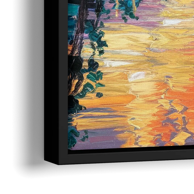 Augusta Sunset Over Skyline - Close-Up Black Frame Canvas