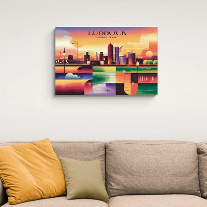 Lubbock Vibrant Cityscape - Canvas Wall Art Living Room