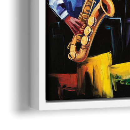 New Orleans Jazz Scene - Close-Up White Frame Canvas