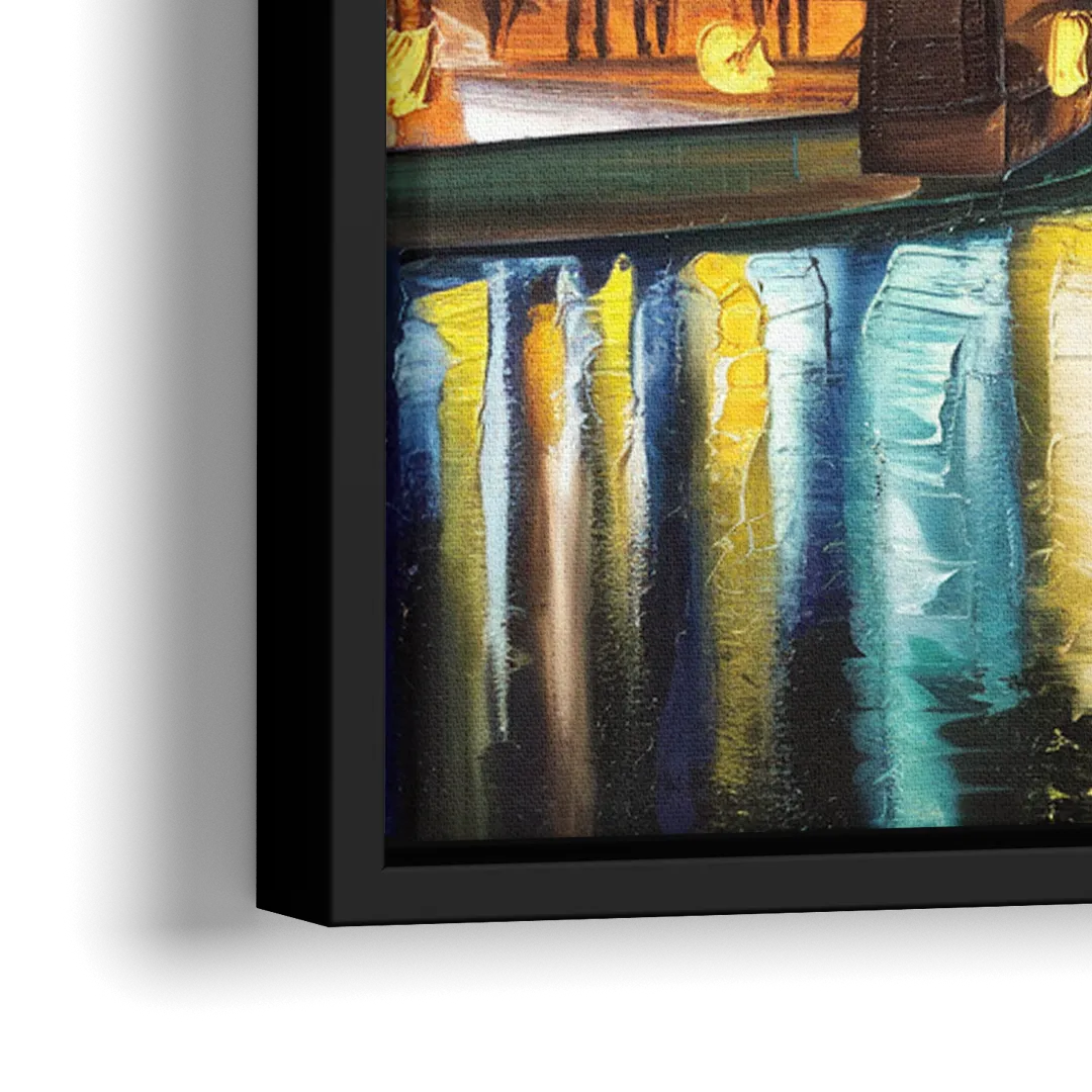 Pittsburgh Skyline With Rivers - Close-Up Black Frame Canvas