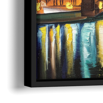 Pittsburgh Skyline With Rivers - Close-Up Black Frame Canvas