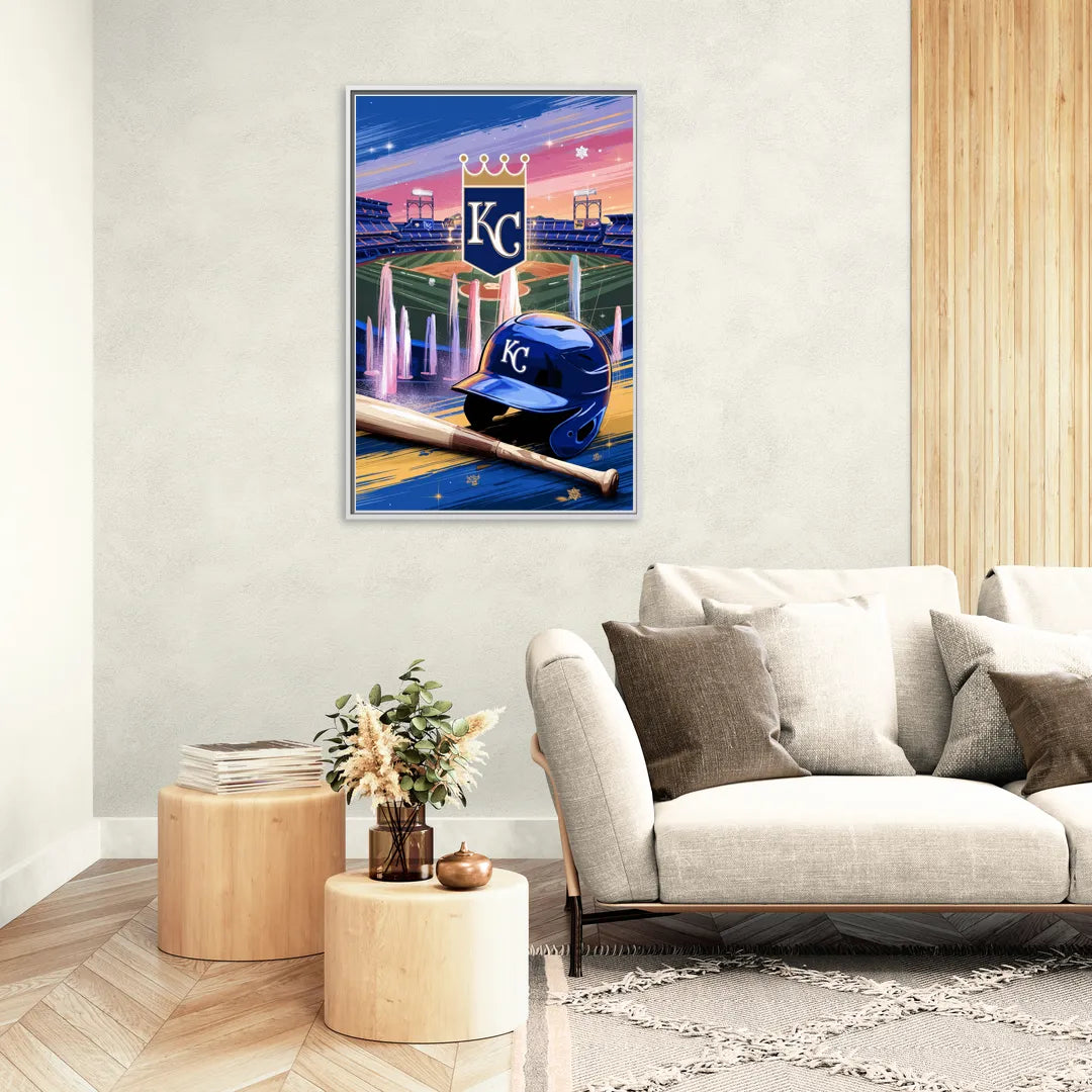 Kansas City Royals Team Spirit - Living Room White Frame Canvas