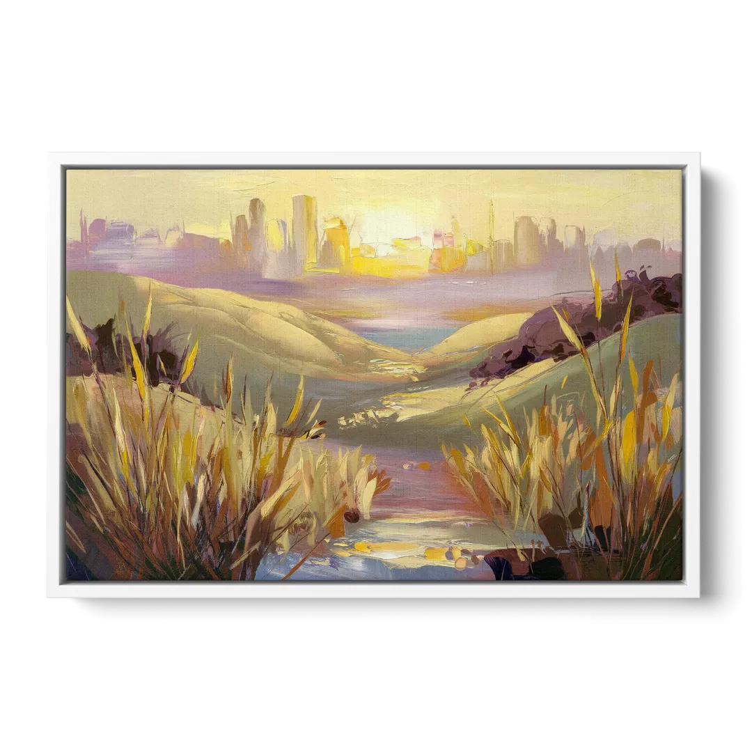 San Jose Scenic Sunset - White Frame Canvas