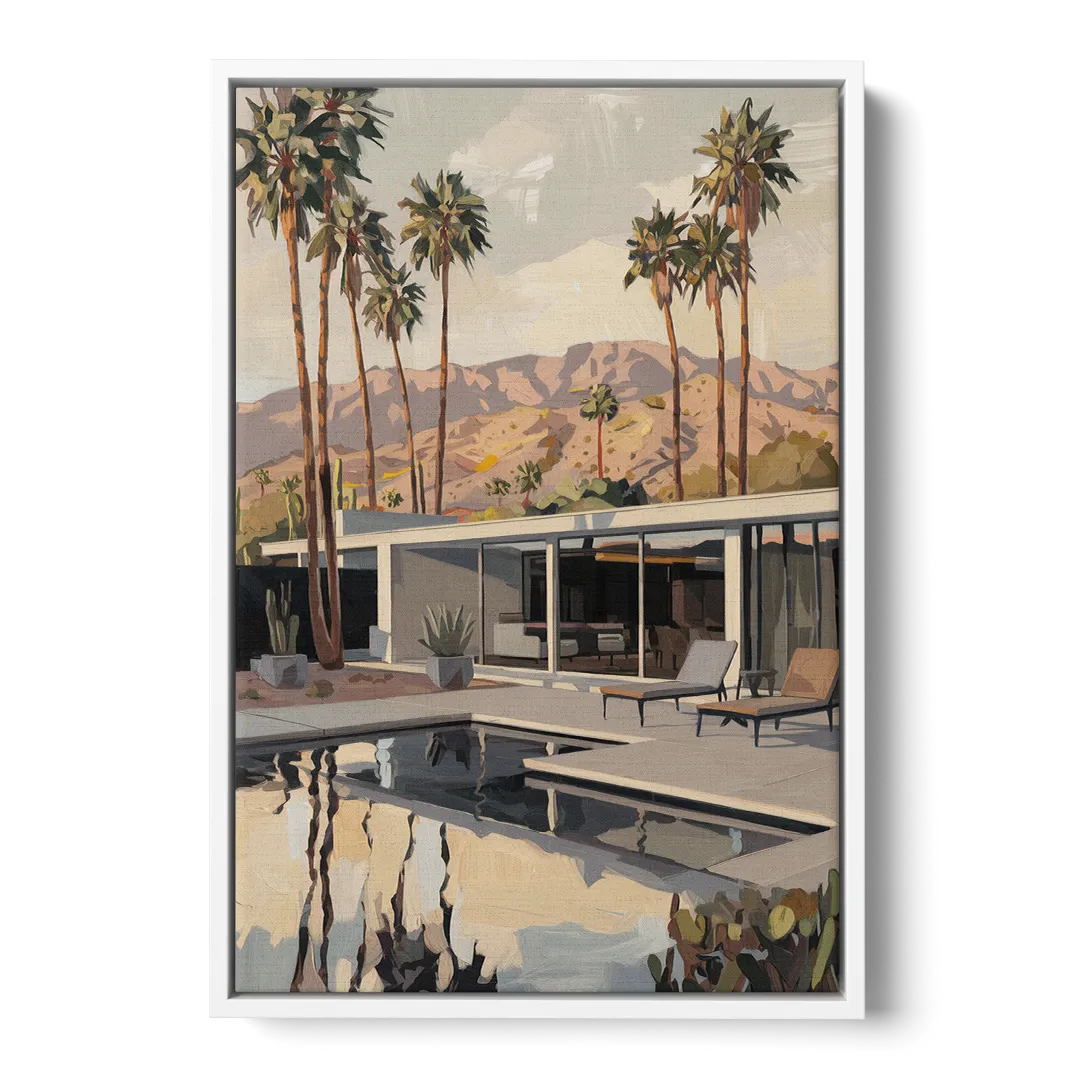 Palm Springs Mid Century Vibes - White Frame Canvas