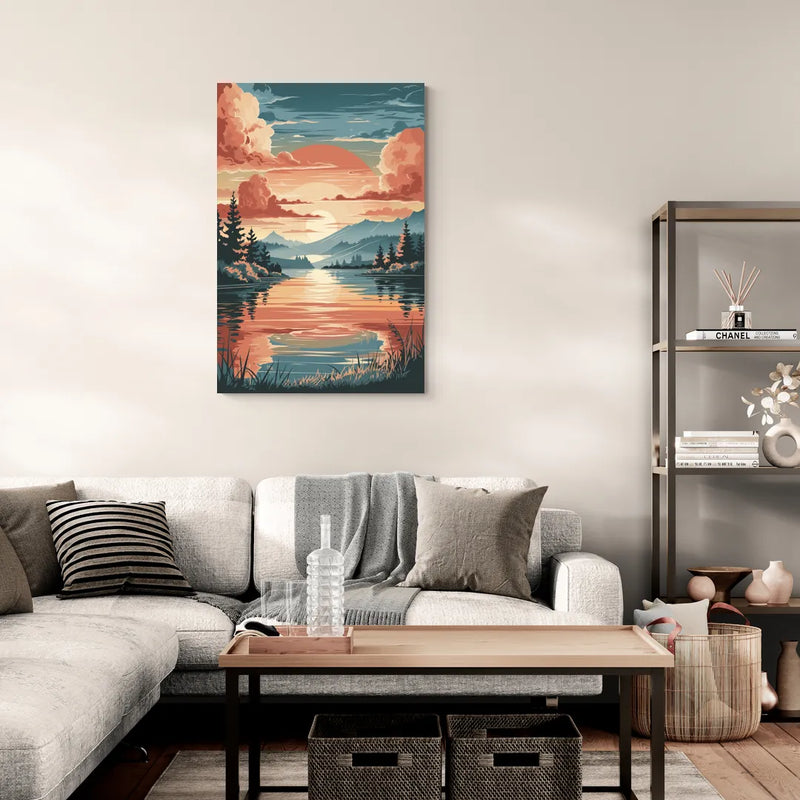 Burlington Sunset Reflections - Canvas Wall Art Living Room
