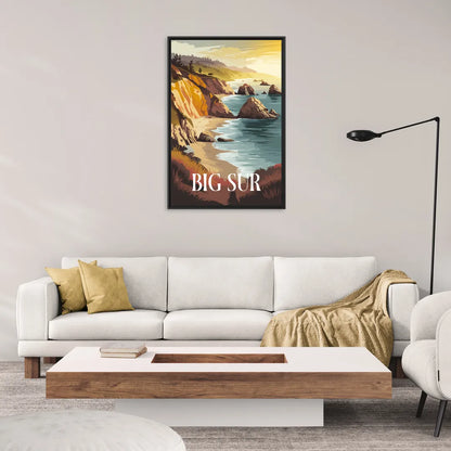 Big Sur Golden Hour - Living Room Black Frame Canvas
