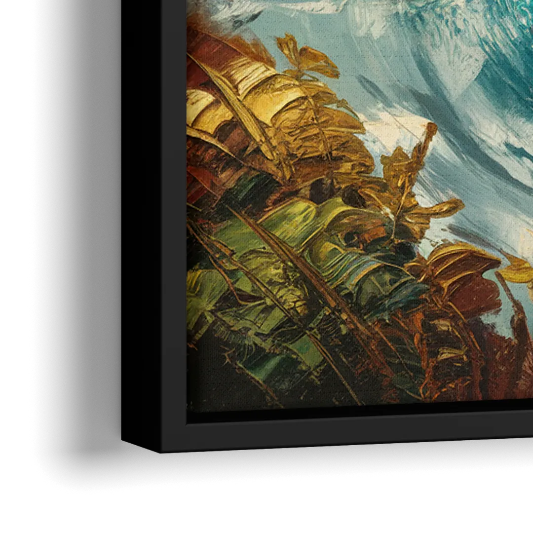 Seaside Rocky Cliffs - Close-Up Black Frame Canvas