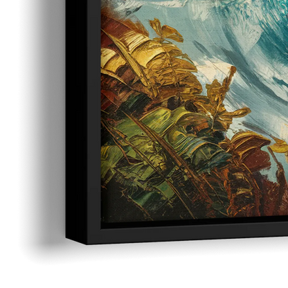 Seaside Rocky Cliffs - Close-Up Black Frame Canvas