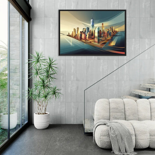 New York City Financial District - Living Room Black Frame Canvas