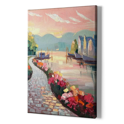 Madison Waterfront Stroll - Canvas Print Art Sides