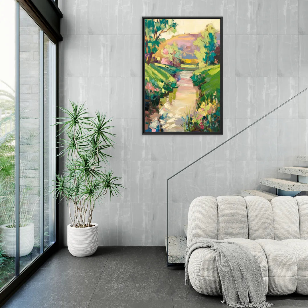 Augusta Serene Riverfront - Living Room Black Frame Canvas