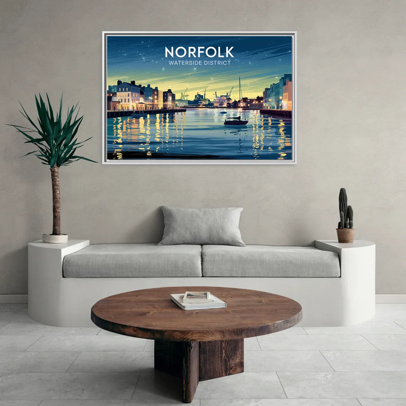 Norfolk Waterside District - Living Room White Frame Canvas