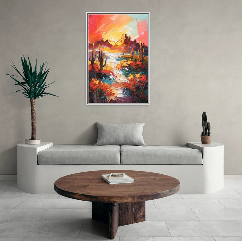 Phoenix Mountain Horizon - Living Room White Frame Canvas