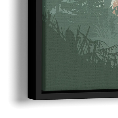 Gatlinburg Misty Mountain Landscape - Close-Up Black Frame Canvas