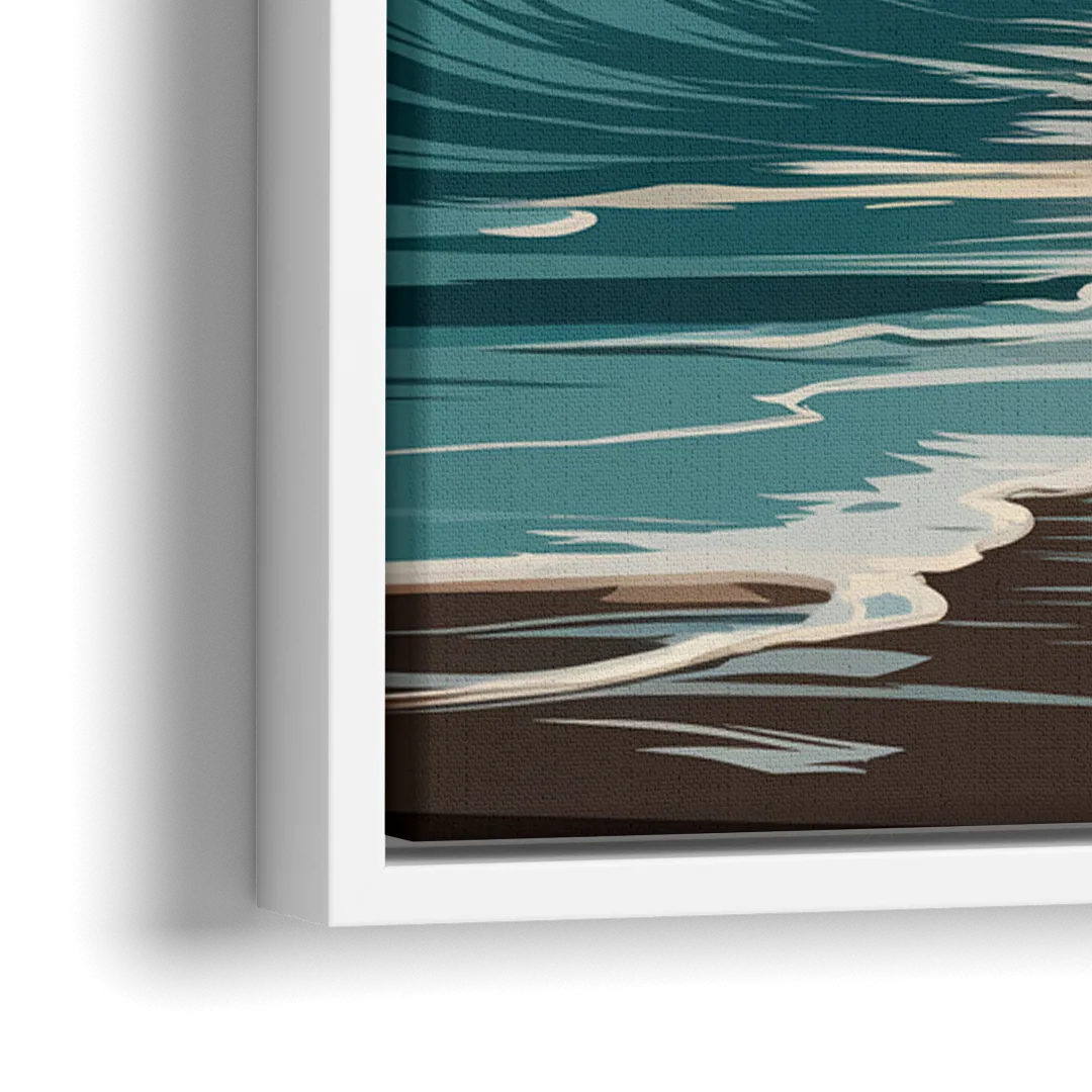 Galveston Ocean Waves - Close-Up White Frame Canvas