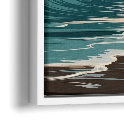 Galveston Ocean Waves - Close-Up White Frame Canvas