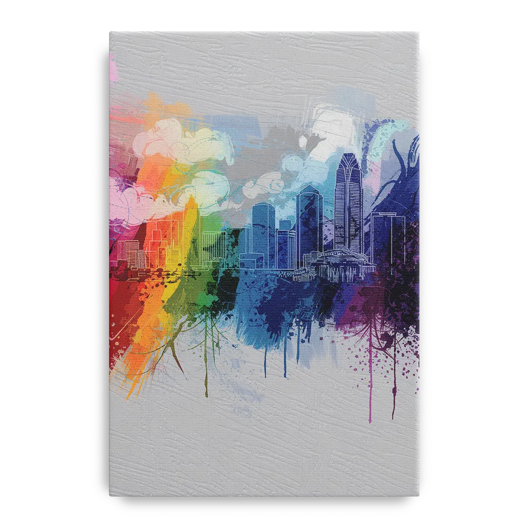 Charlotte Skyline Abstract Design - Canvas Wall Art