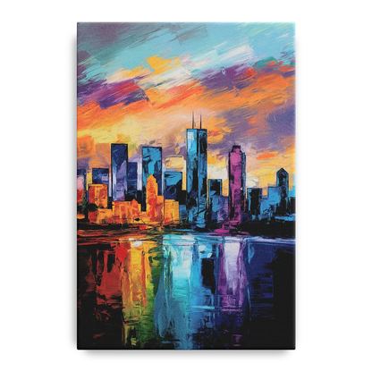 Oklahoma City Skyline with Thunder Colors - Canvas Wall Art
