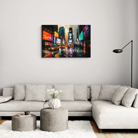 New York City Vibrant Street Scenes - Canvas Wall Art Living Room