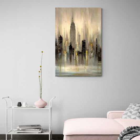 New York City Skyline in Fog - Canvas Wall Art Living Room