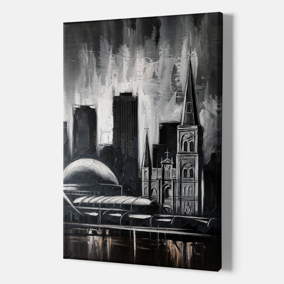 New Orleans Black and White Skyline - Canvas Wall Art Indoor