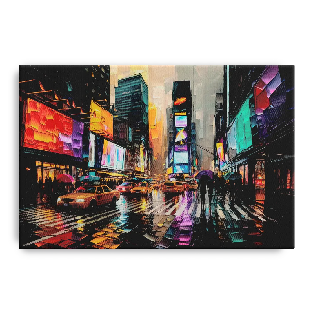 New York City Vibrant Street Scenes - Canvas Wall Art