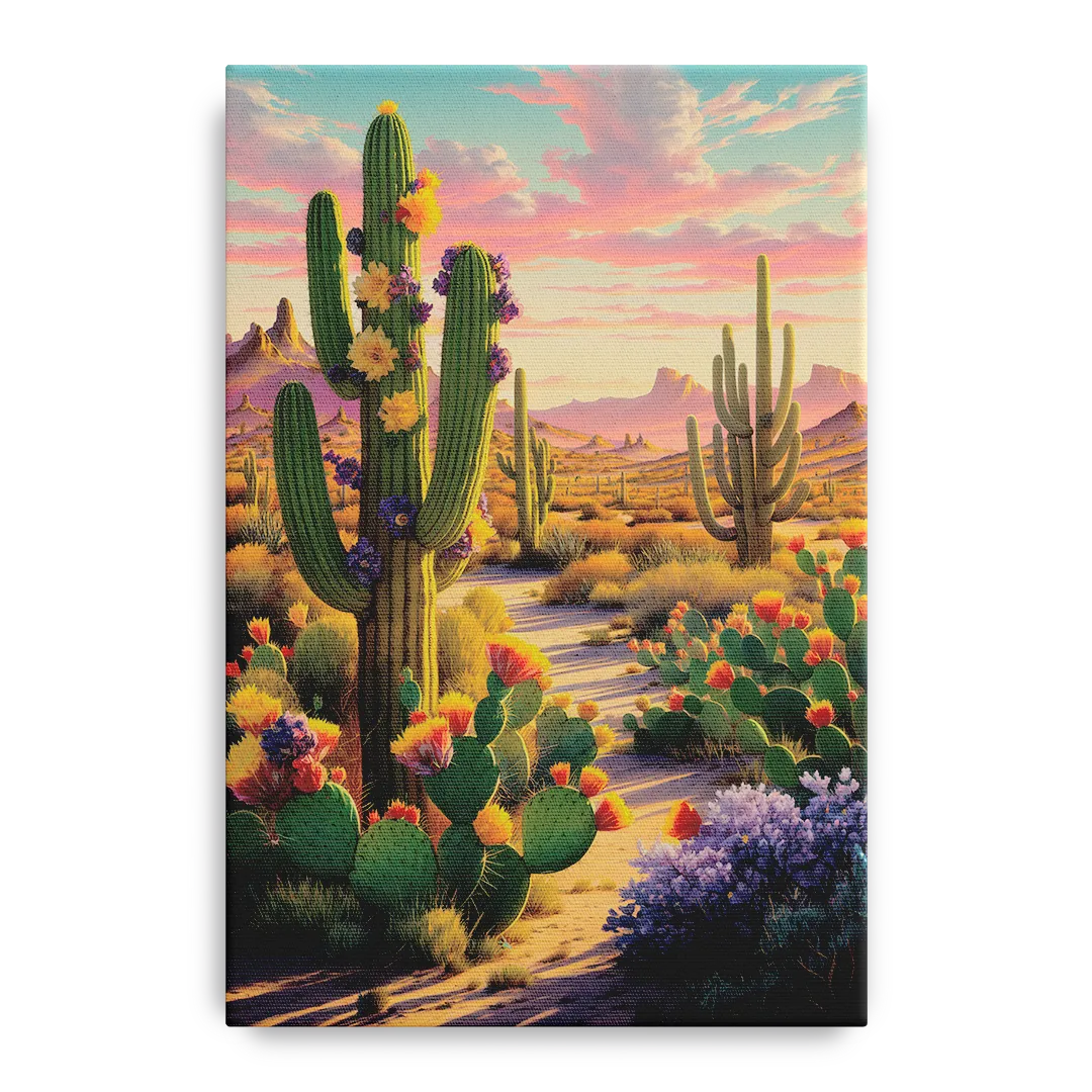 Phoenix Cactus Scene - Canvas Wall Art