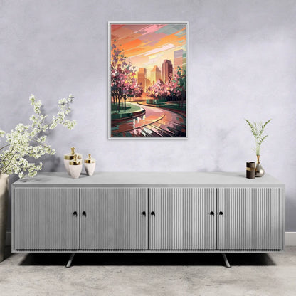 Anaheim Cityscape Vibes - Living Room White Frame Canvas