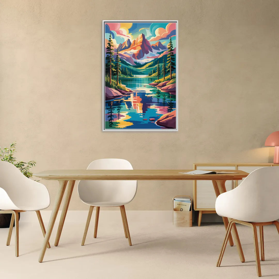 Rocky Mountain Serenity - Living Room White Frame Canvas