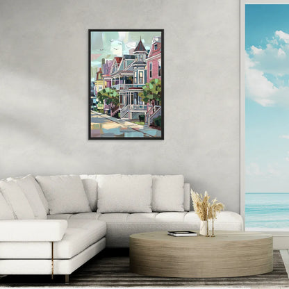 Cape May Historic District - Living Room Black Frame Canvas