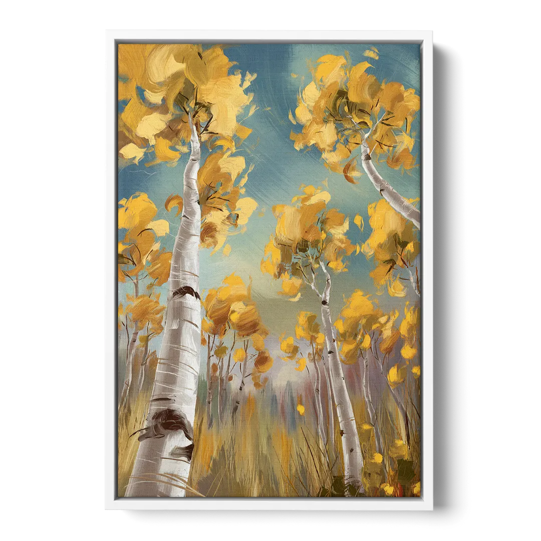 Aspen Tree Canopy - White Frame Canvas