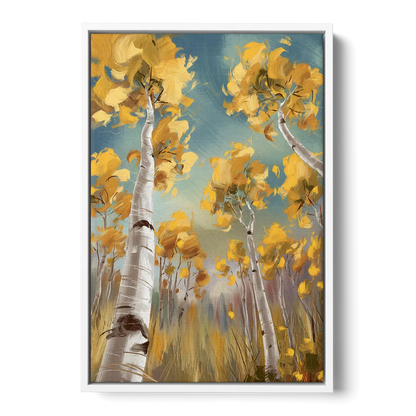 Aspen Tree Canopy - White Frame Canvas