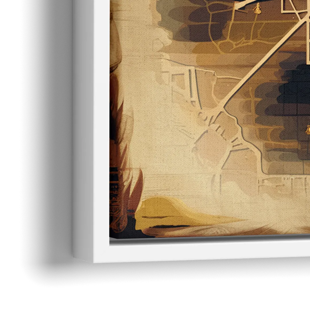 Denver Neighborhood Map - Close-Up White Frame Canvas