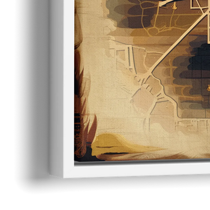 Denver Neighborhood Map - Close-Up White Frame Canvas
